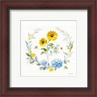 Framed 'Bees and Blooms Flowers IV with Wreath' border=