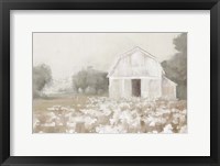 Framed White Barn Meadow Neutral Crop