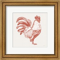 Framed 'Cottage Rooster I Red' border=