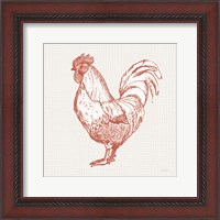 Framed 'Cottage Rooster II Red' border=