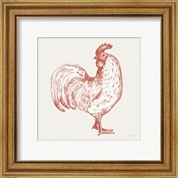 Framed 'Cottage Rooster III Red' border=