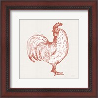 Framed 'Cottage Rooster III Red' border=