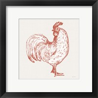 Framed 'Cottage Rooster III Red' border=