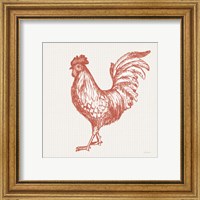 Framed 'Cottage Rooster IV Red' border=