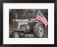 Framed Tractor with American Flag