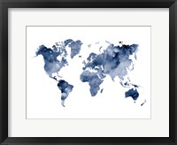 Framed Indigo World Map