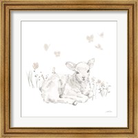 Framed 'Spring Lambs III Neutral' border=