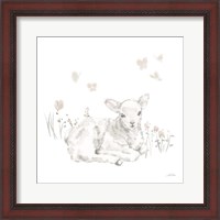 Framed 'Spring Lambs III Neutral' border=