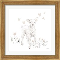 Framed 'Spring Lambs I Neutral' border=