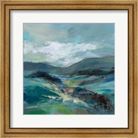 Framed 'Turquoise Slopes I' border=