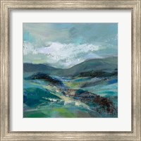 Framed 'Turquoise Slopes I' border=