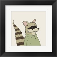Raccoon on Cream Framed Print