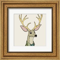 Framed 'Deer on Cream' border=