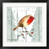 Framed 'Christmas Hinterland III-Robin' border=