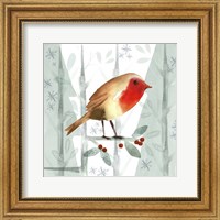 Framed 'Christmas Hinterland III-Robin' border=