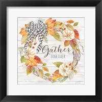 Pumpkin Patch Wreath I-Gather Framed Print