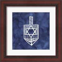 Framed 'Festival of Lights Blue I-Dreidel' border=