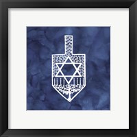 Framed 'Festival of Lights Blue I-Dreidel' border=