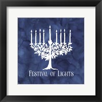 Festival of Lights Blue IV-Menorah Framed Print