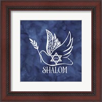 Framed 'Festival of Lights Blue V-Shalom Dove' border=