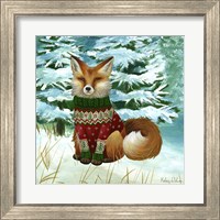 Framed 'Winterscape II-Fox' border=