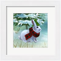 Framed 'Winterscape III-Rabbit' border=