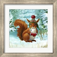 Framed 'Winterscape IV-Squirrel' border=