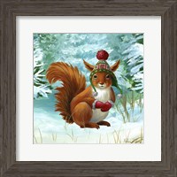 Framed 'Winterscape IV-Squirrel' border=