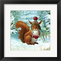 Winterscape IV-Squirrel Framed Print