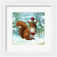 Framed 'Winterscape IV-Squirrel' border=