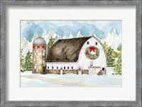 Framed Christmas Barn Landscape II