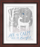 Framed 'Woodland Wishes I Blue' border=