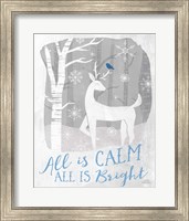 Framed 'Woodland Wishes I Blue' border=