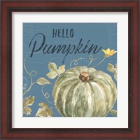 Framed 'Happy Harvest VII Blue' border=