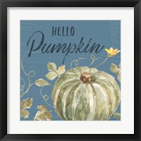 Framed 'Happy Harvest VII Blue' border=