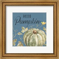 Framed 'Happy Harvest VII Blue' border=