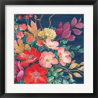 Framed 'Floral Drama VI' border=