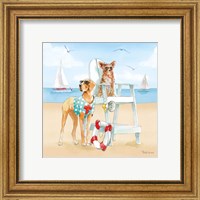 Framed 'Summer Fun at the Beach IV' border=