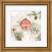 Framed 'Poinsettia Village III' border=