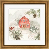 Framed 'Poinsettia Village III' border=