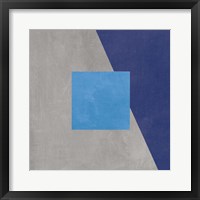 Framed Azure Blue Silk Abstract II