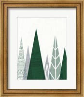 Framed 'Geometric Forest II Green Gray' border=