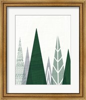 Framed 'Geometric Forest II Green Gray' border=