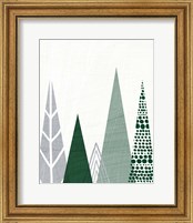 Framed 'Geometric Forest III Green Gray' border=