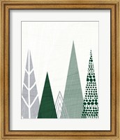 Framed 'Geometric Forest III Green Gray' border=