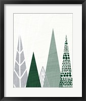 Framed 'Geometric Forest III Green Gray' border=