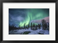 Framed Northern Lights Above Fish Lake