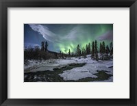 Framed Northern Lights Above Fish Lake, Whitehorse, Yukon, Canada