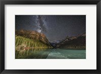 Framed Milky Way Over Lake Louise in Banff National Park, Alberta, Canada