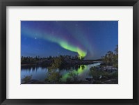 Framed Aurora in Twilight at Tibbitt Lake, Yellowknife
